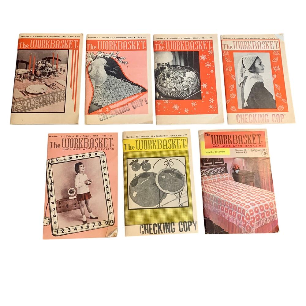 The Workbasket & Home Arts Magazine Paperback Vintage Lot of 7 1960s MCM